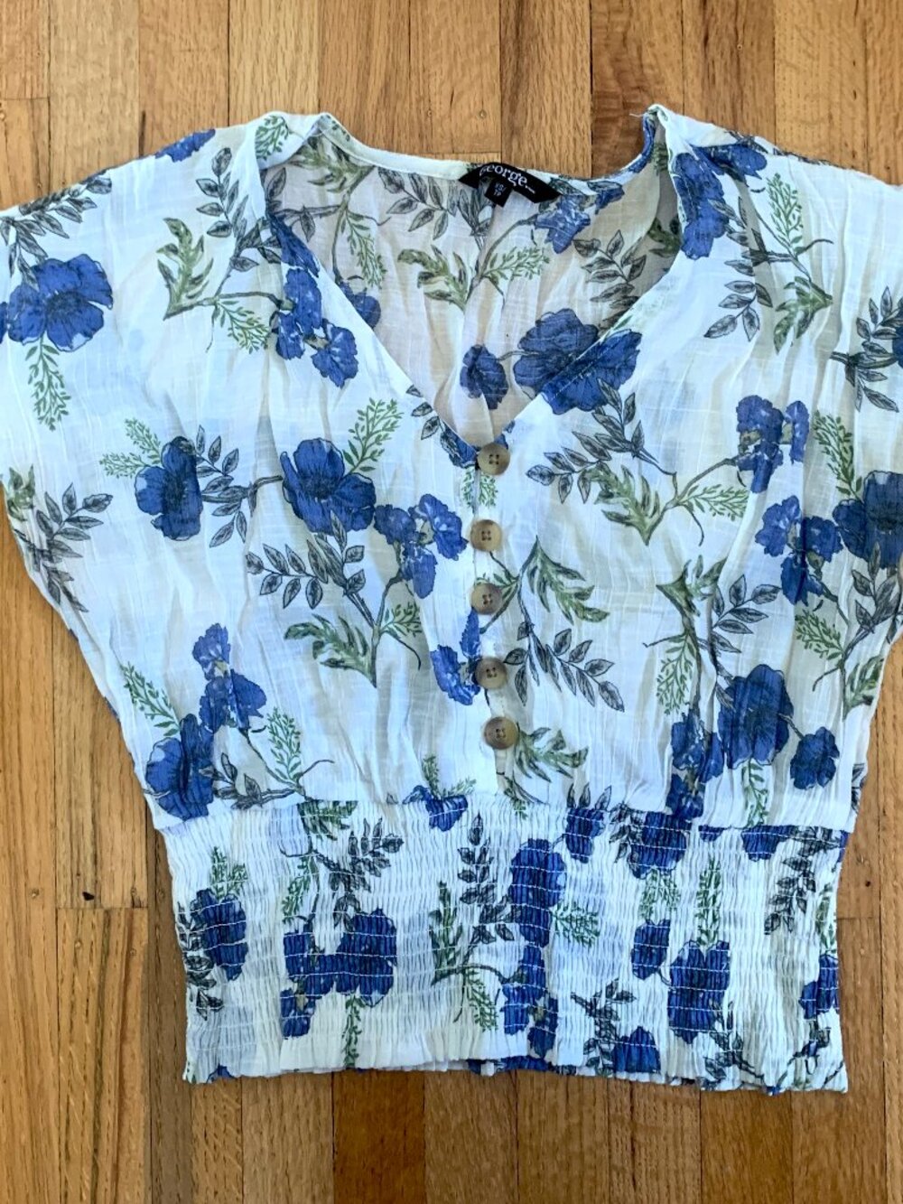 George Blue Floral Blouse - XS